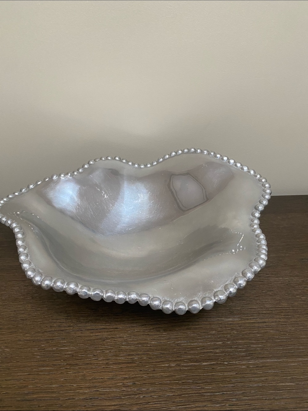 Mariposa Silver Beaded Edge Decorative Bowl